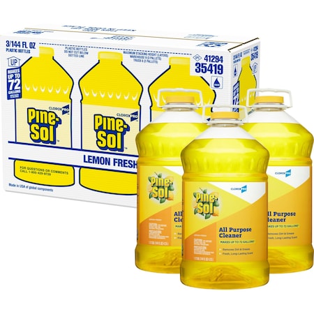 Pine-Sol Cleaner, Pine Sol, All-purpose, 144 oz, , Lemon Fresh, PK 3 CLO35419CT